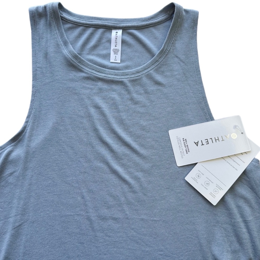 NWT Athleta Well Rested Rib Sleep Tank, Blue S - Picture 4 of 5
